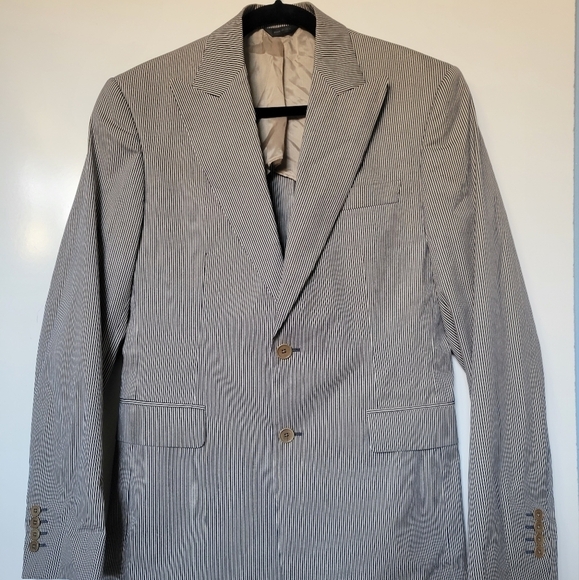 DKNY Men's Made in Italy Striped Sports Blazer Size 40 Grey - Picture 1 of 8